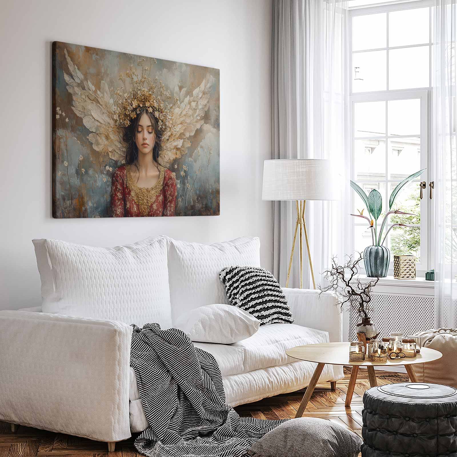 Bloemenkroon in Rode Elegantie - Afbeelding 3
