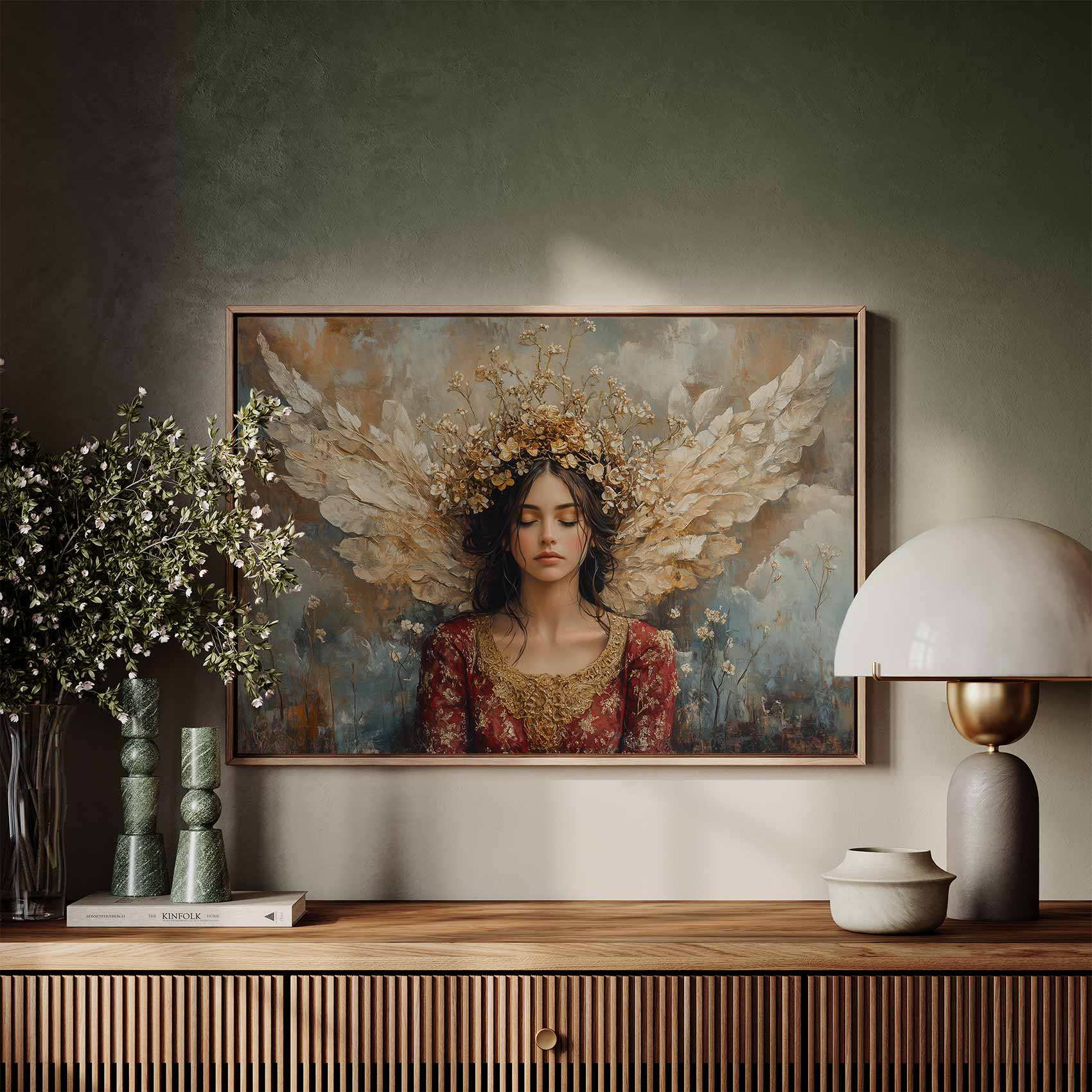 Bloemenkroon in Rode Elegantie - Afbeelding 7