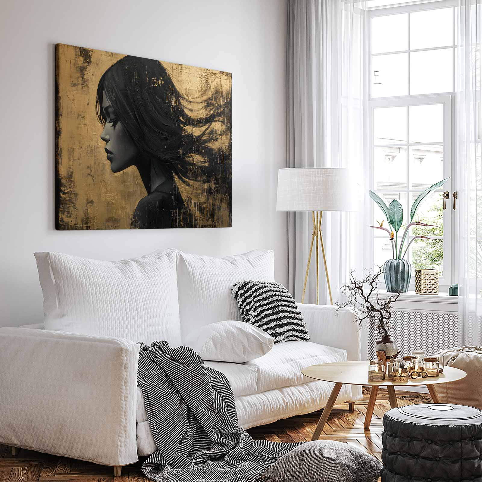 Elegante Zwart-Wit Vrouwenportret - Afbeelding 3