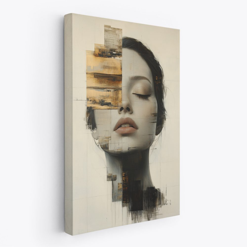 Abstracte vrouwportret met goud