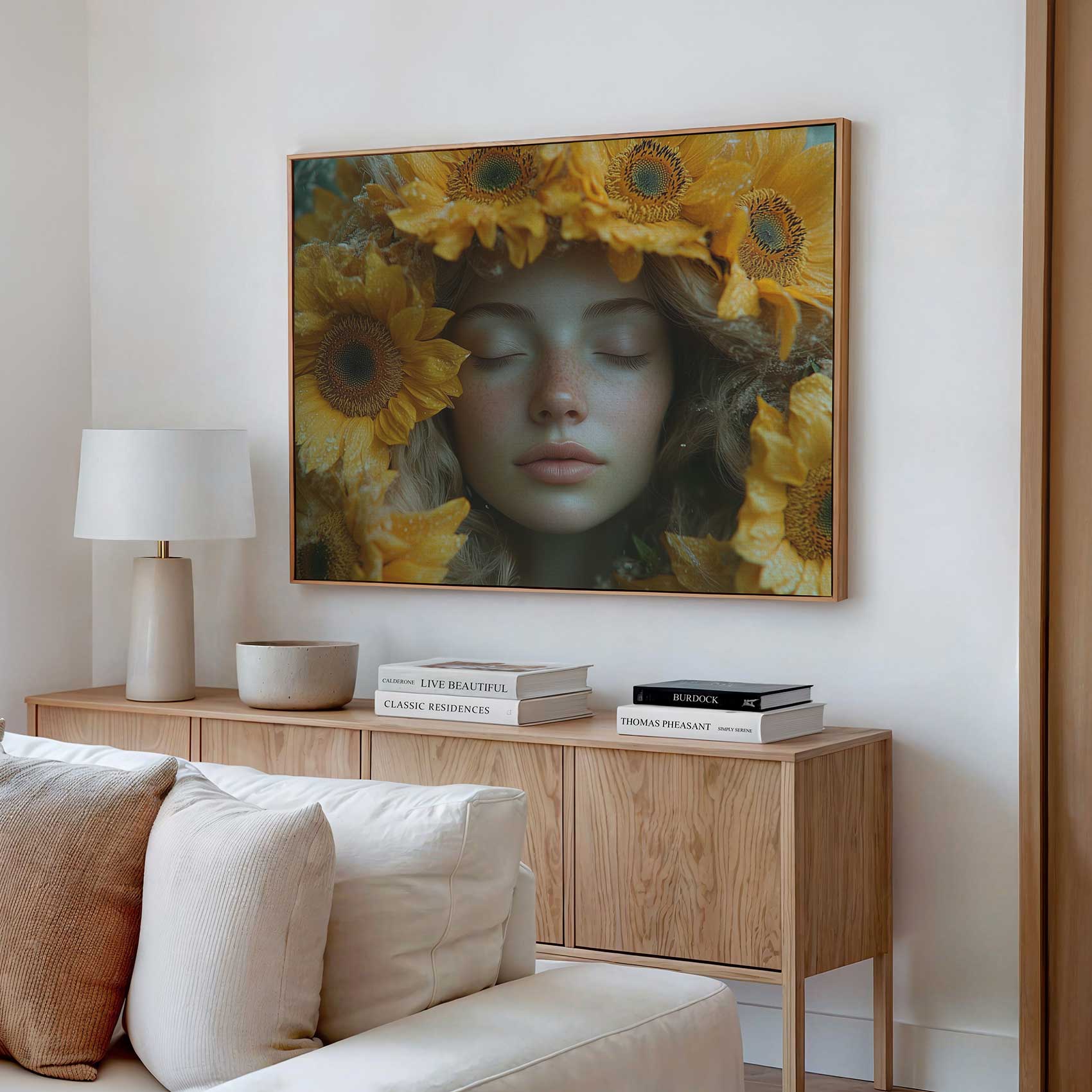 Vrouw omringd door zonnebloemen - Afbeelding 2
