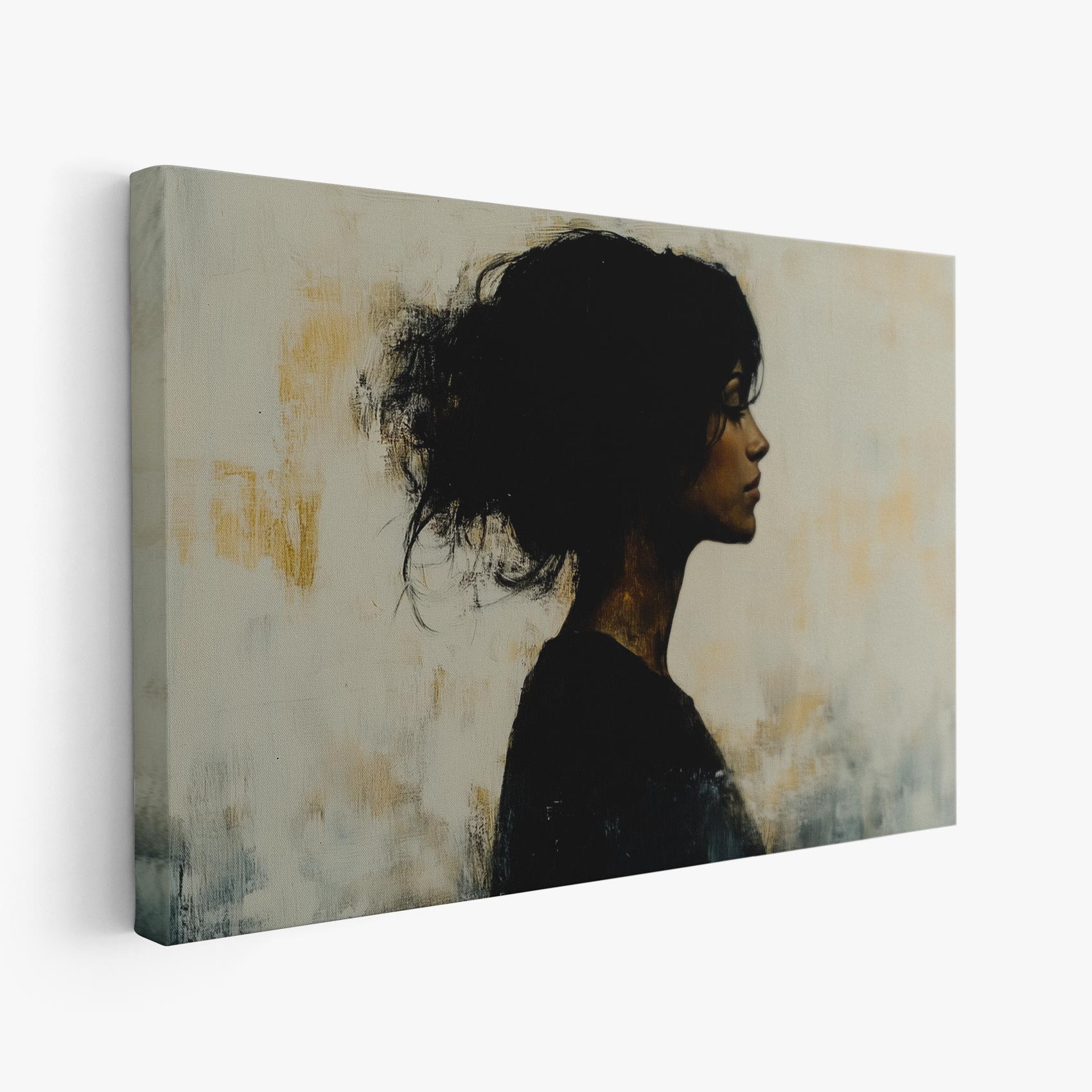 Stille vrouw in zwart-wit