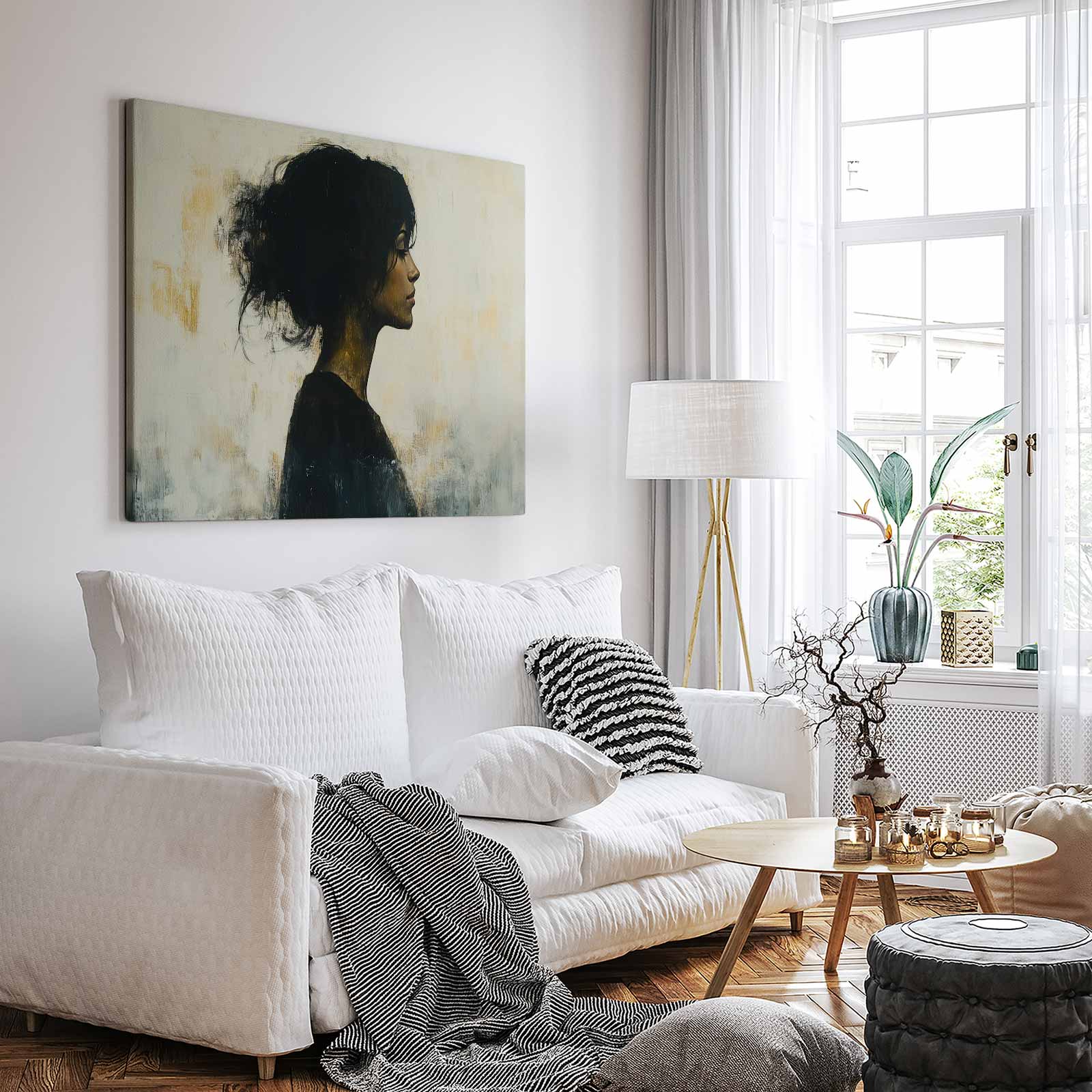 Stille vrouw in zwart-wit - Afbeelding 3