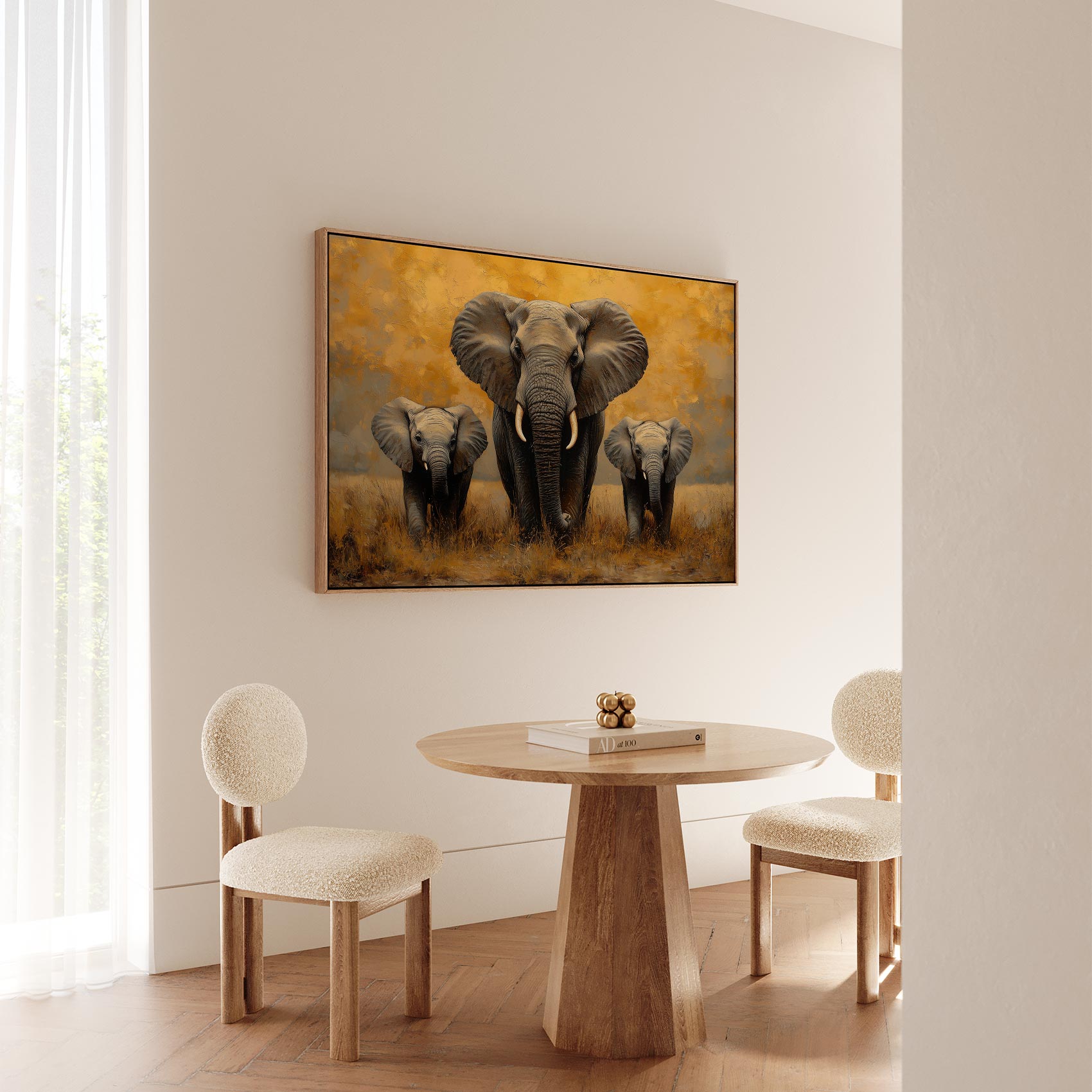 Rustige olifanten in impressionistische stijl - Afbeelding 5