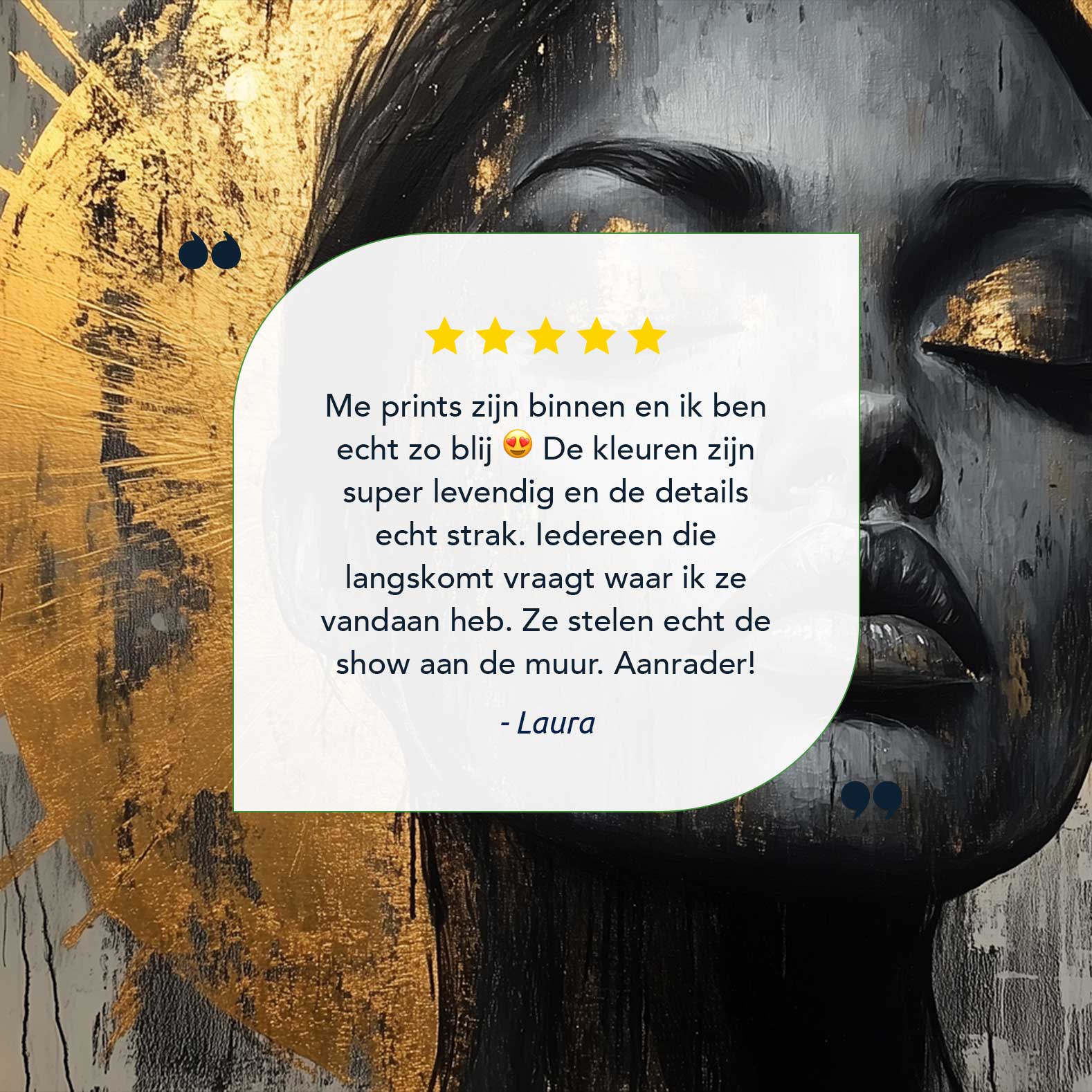Dramatisch zwart-goud portret - Afbeelding 9