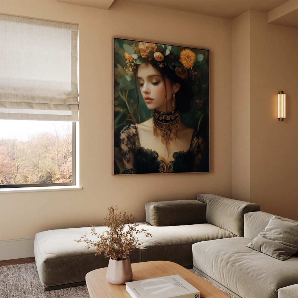 Alternative view of Bloemenkroon in zwart kant