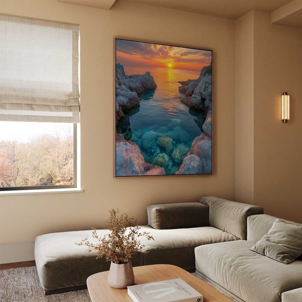 Alternative view of Prachtige zonsondergang rotsstrand