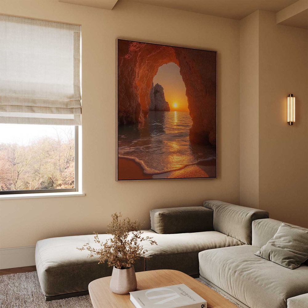 Alternative view of Prachtige zonsondergang bij rotsen