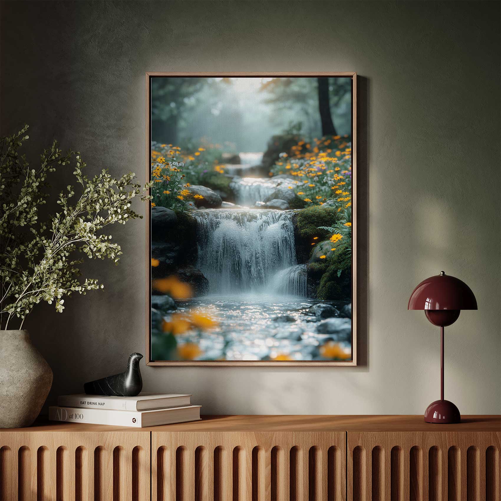 Rustige waterval in bloementuin - Afbeelding 3