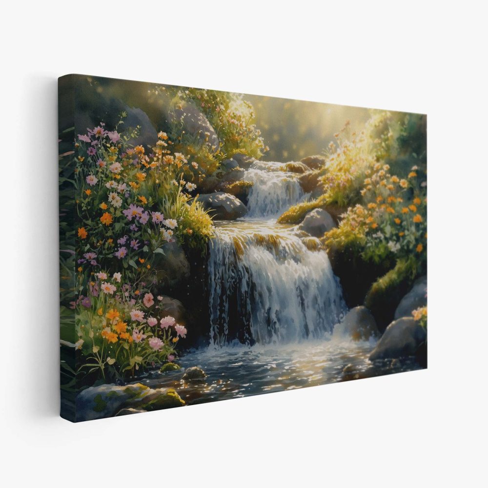 Betoverend waterval bloementuin