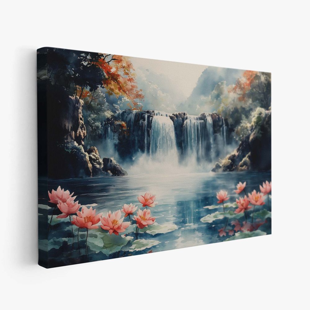 Betoverend waterval waterverfschilderij