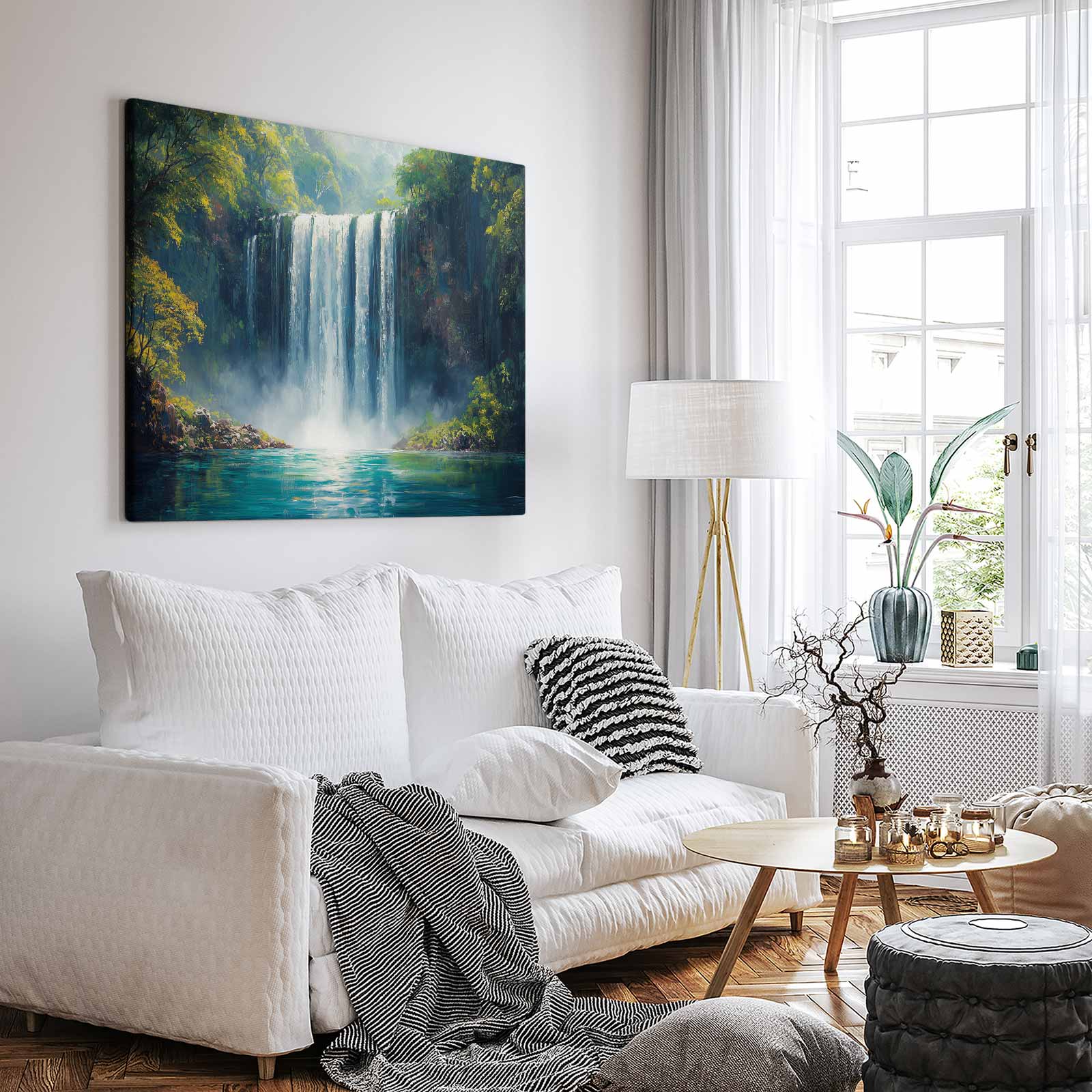 Rustige Waterval Schildering - Afbeelding 3