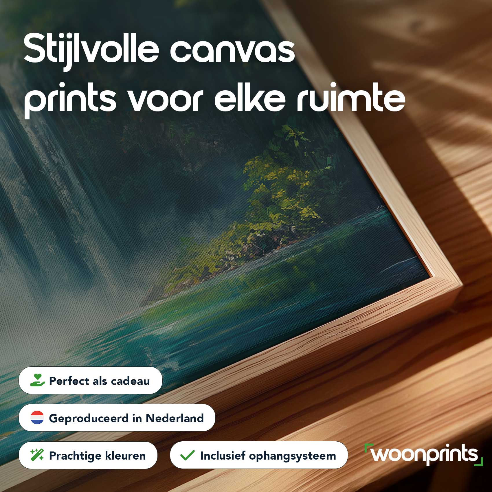 Rustige Waterval Schildering - Afbeelding 4
