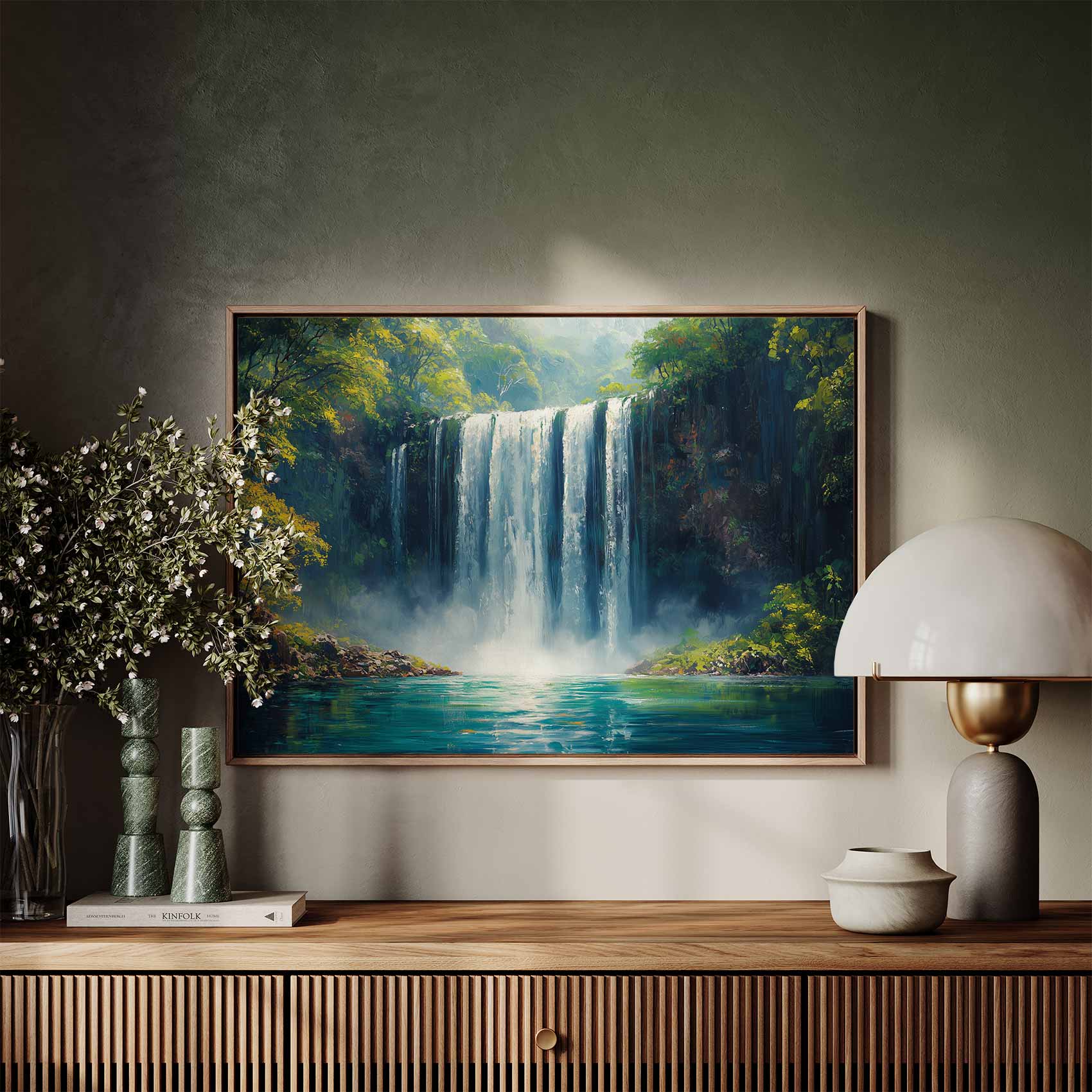 Rustige Waterval Schildering - Afbeelding 7