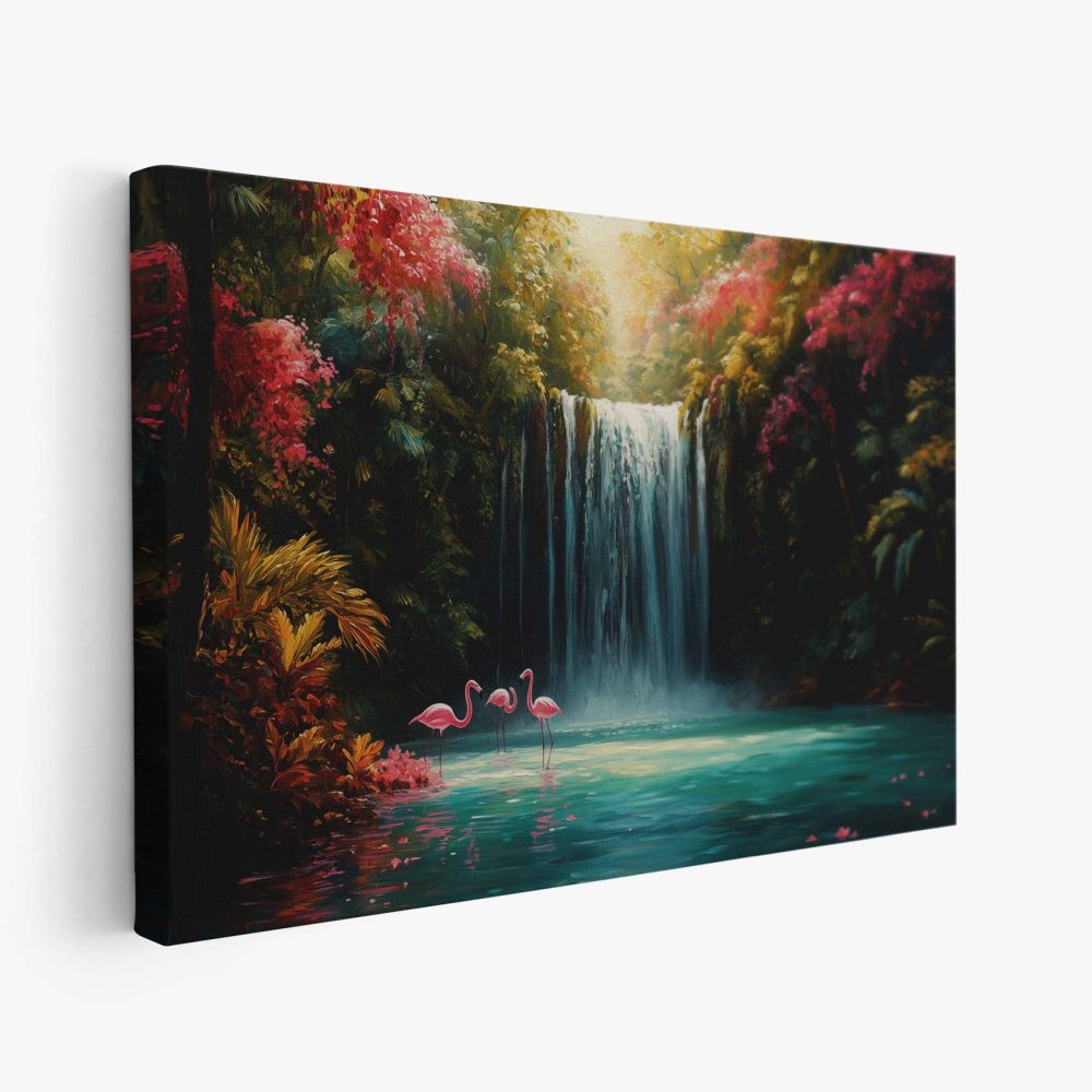 Betoverende Waterval met Flamingo's