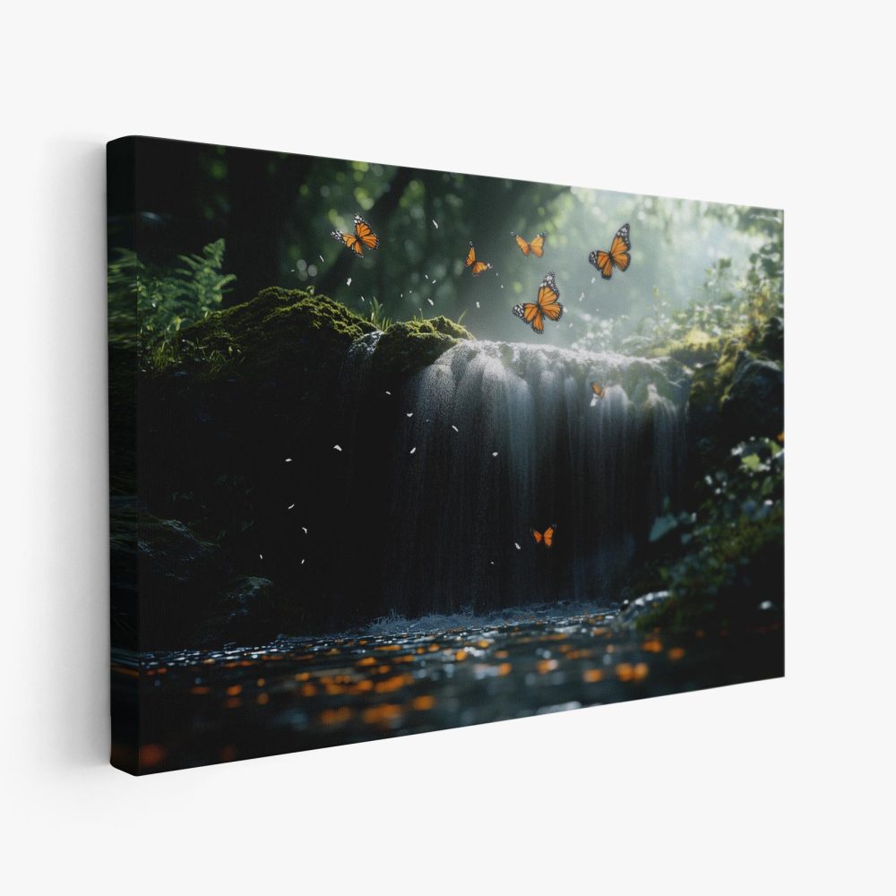 Betoverend waterval-bos tafereel