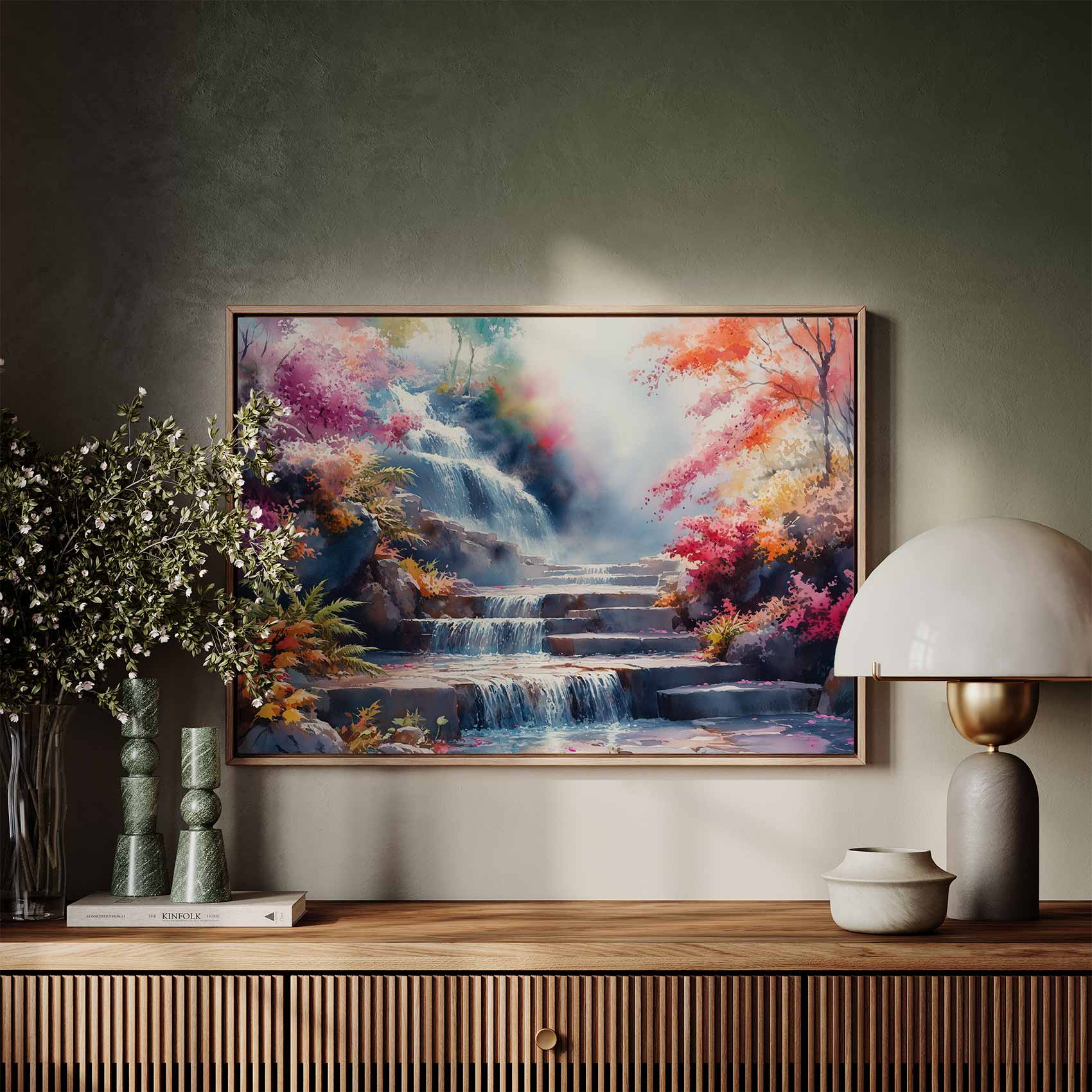 Betoverend waterval watercolor - Afbeelding 7