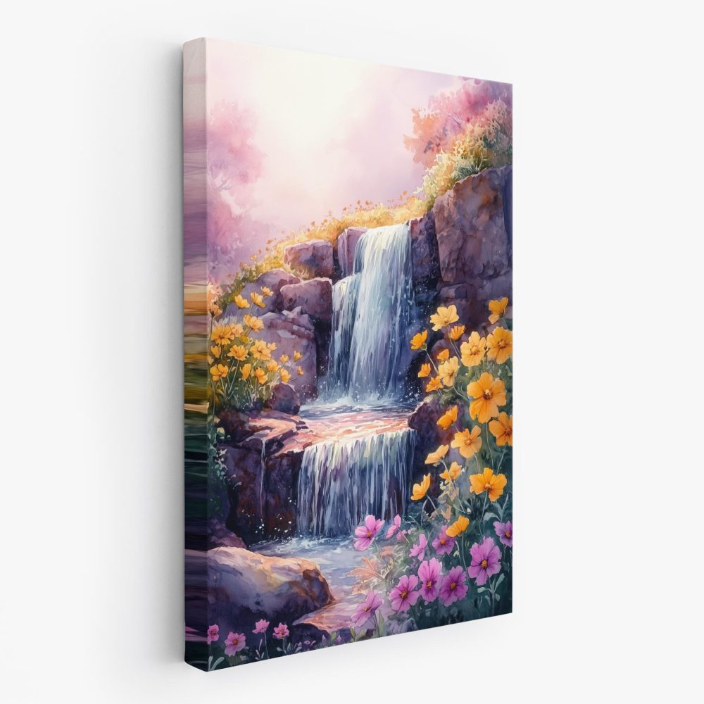 Betoverend waterval bloementafereel