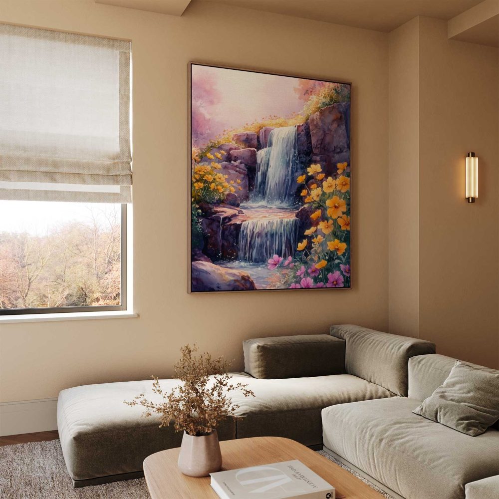 Alternative view of Betoverend waterval bloementafereel