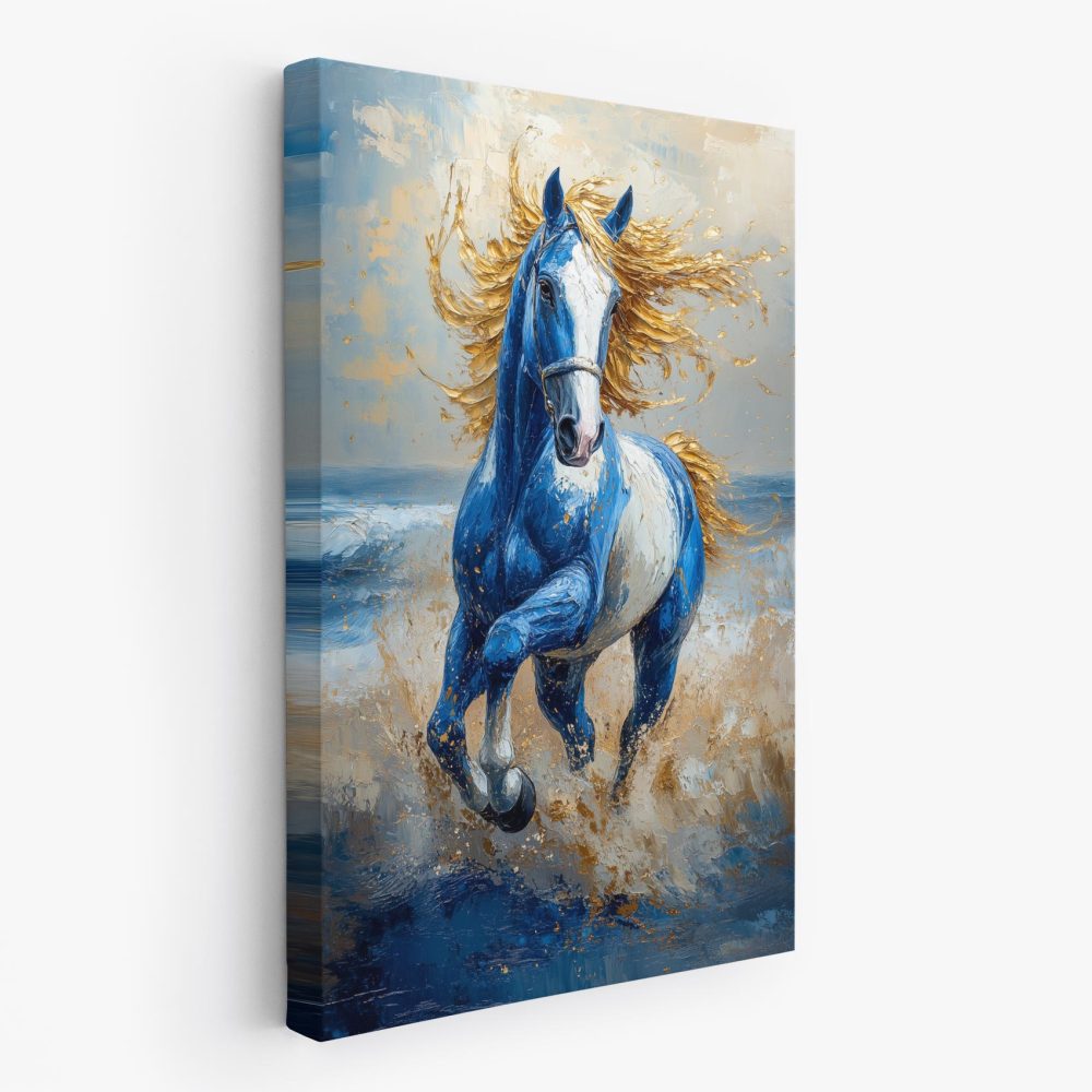 Blauwe galopperende waterpaard