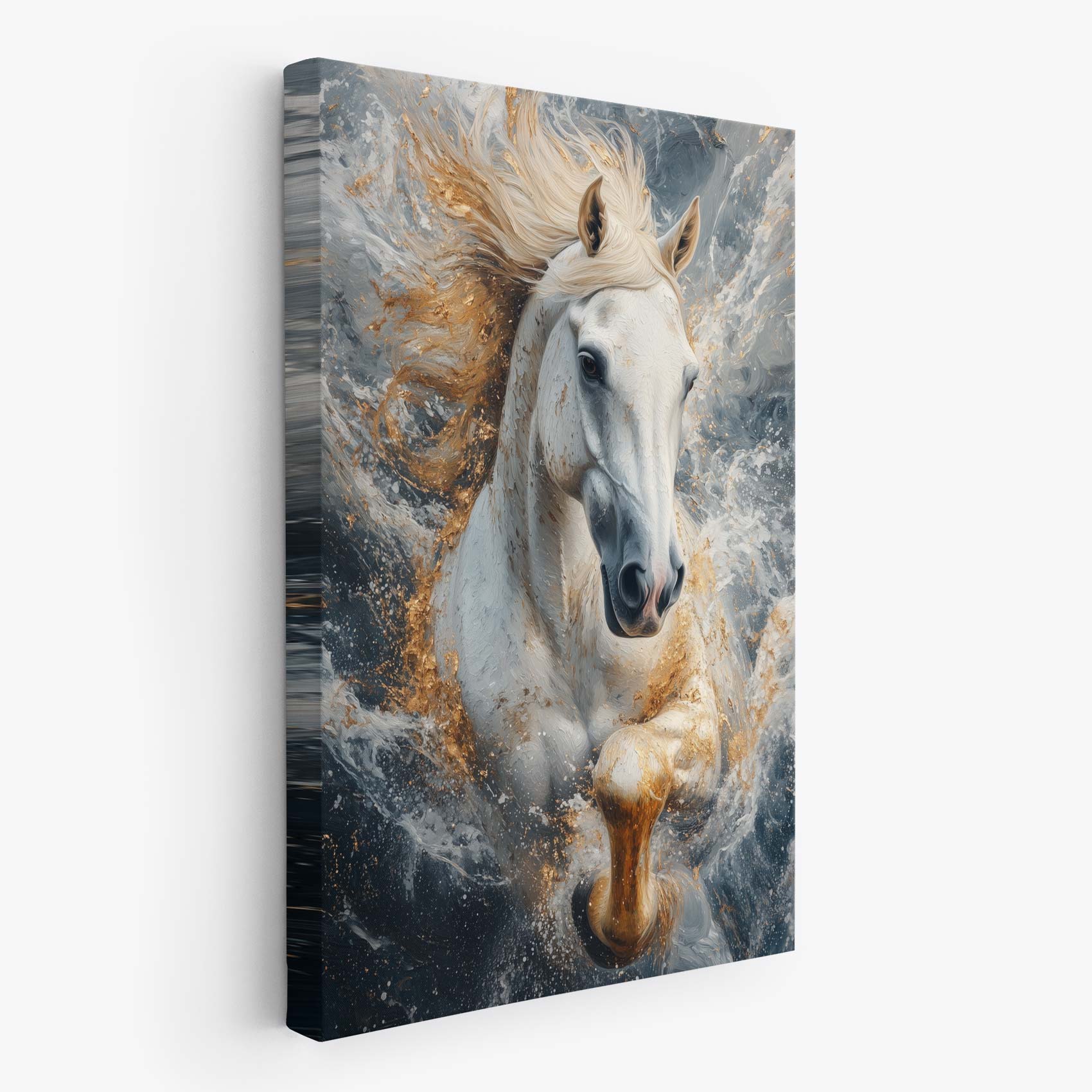 Wit paard in volle galop