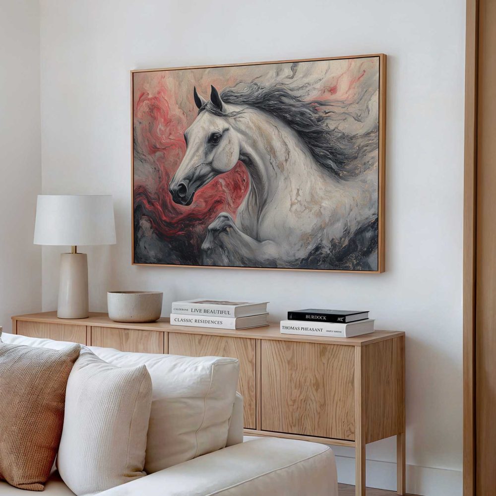 Alternative view of Abstracte Galopperende Witte Paard