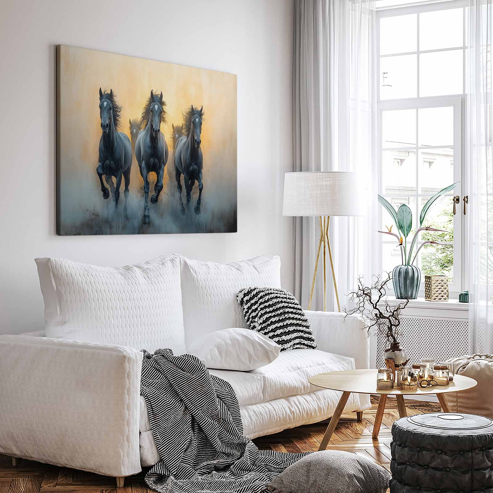 Zwarte paarden in volle galop - Afbeelding 3