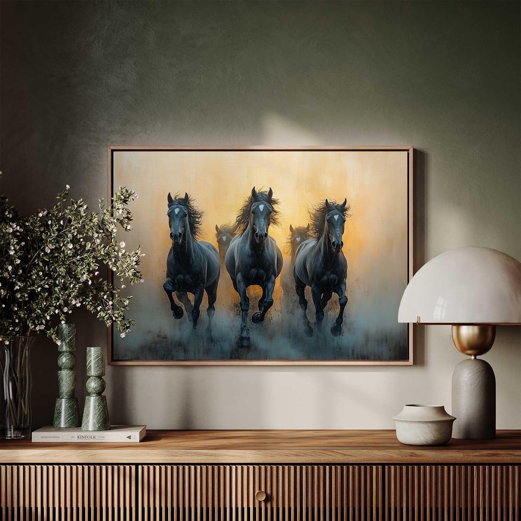 Zwarte paarden in volle galop - Afbeelding 7