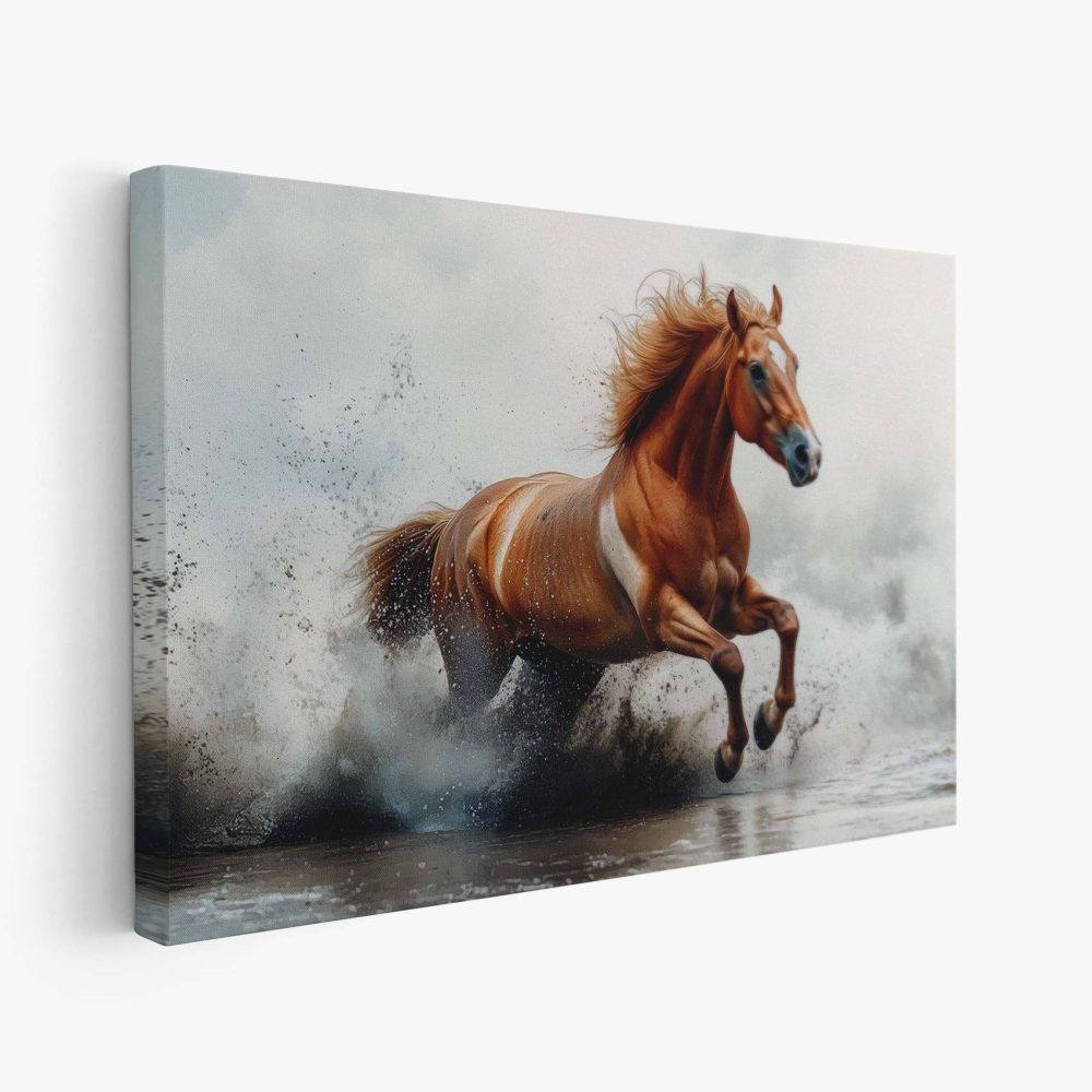 Galopperend paard in water