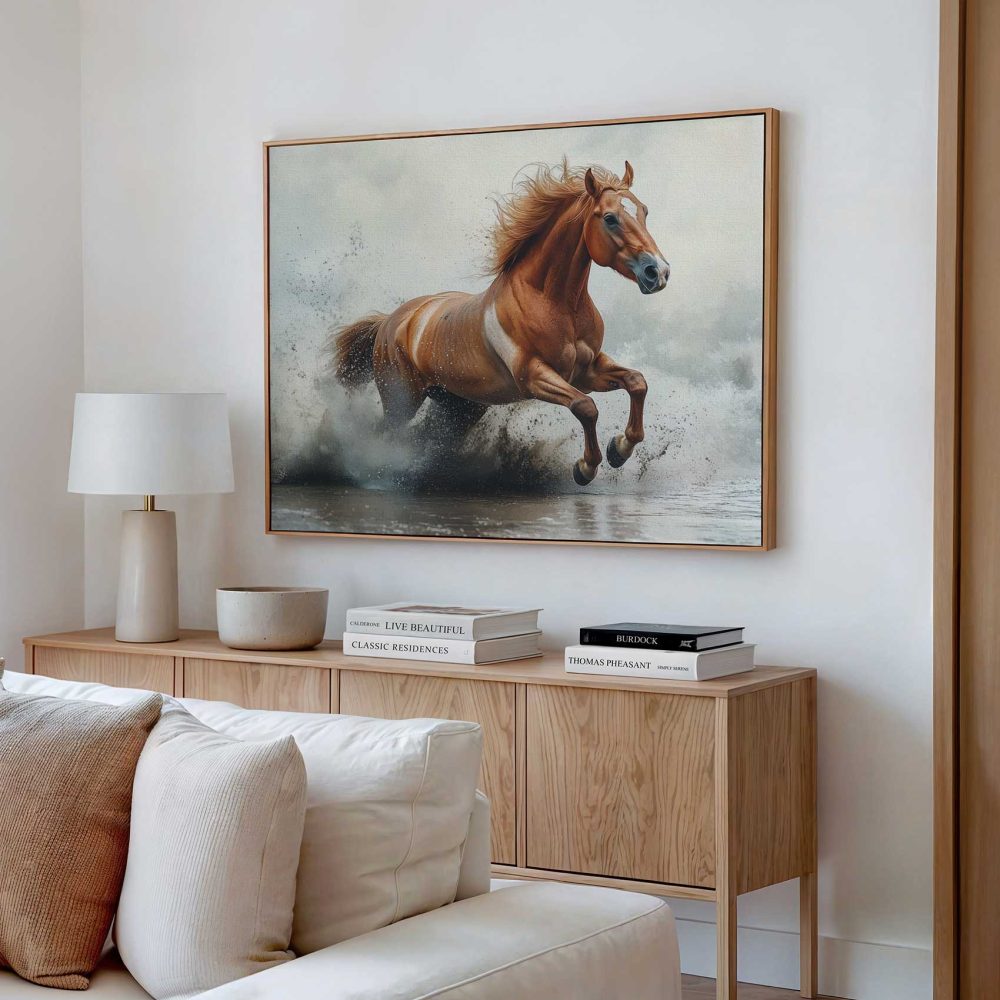 Alternative view of Galopperend paard in water