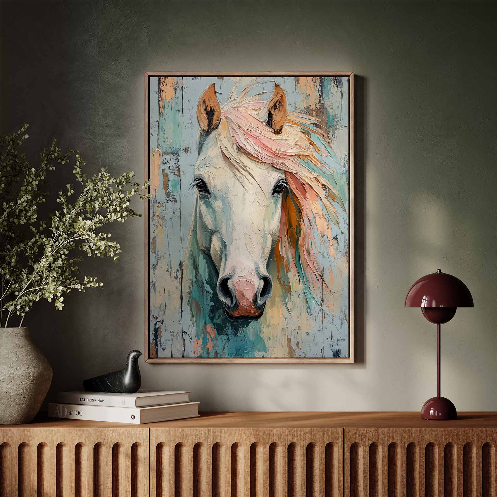 Impressionistisch roze manen paard - Afbeelding 3