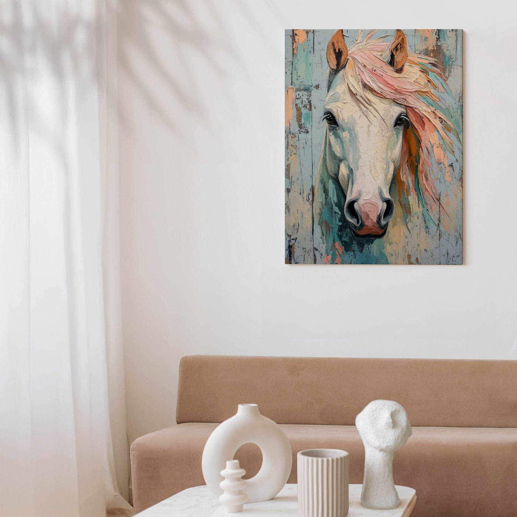 Impressionistisch roze manen paard - Afbeelding 7