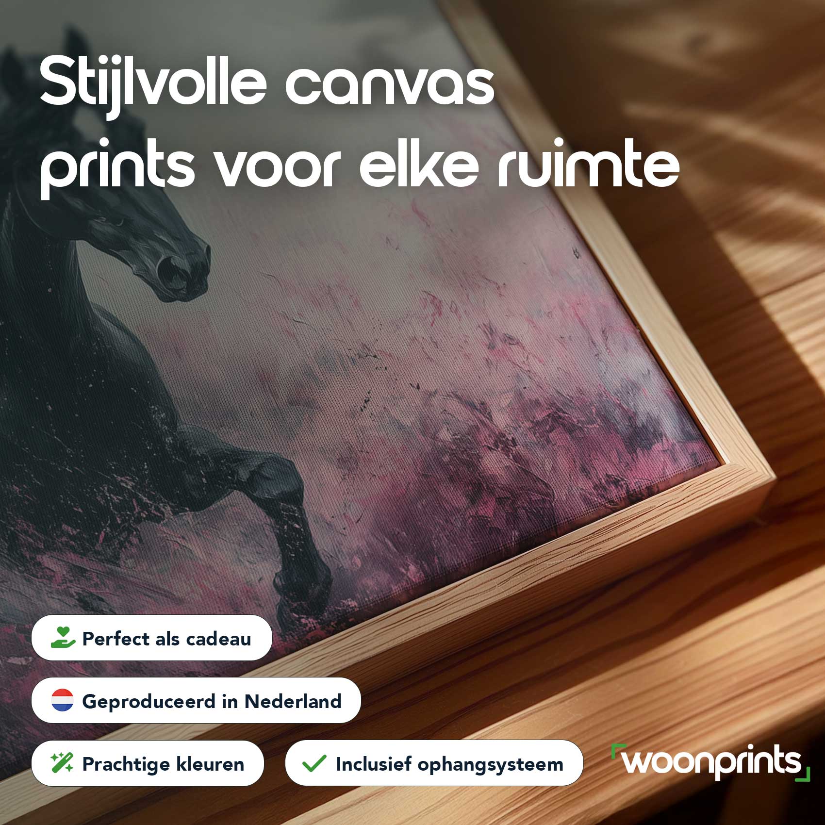 Zwart paard in volle galop - Afbeelding 4