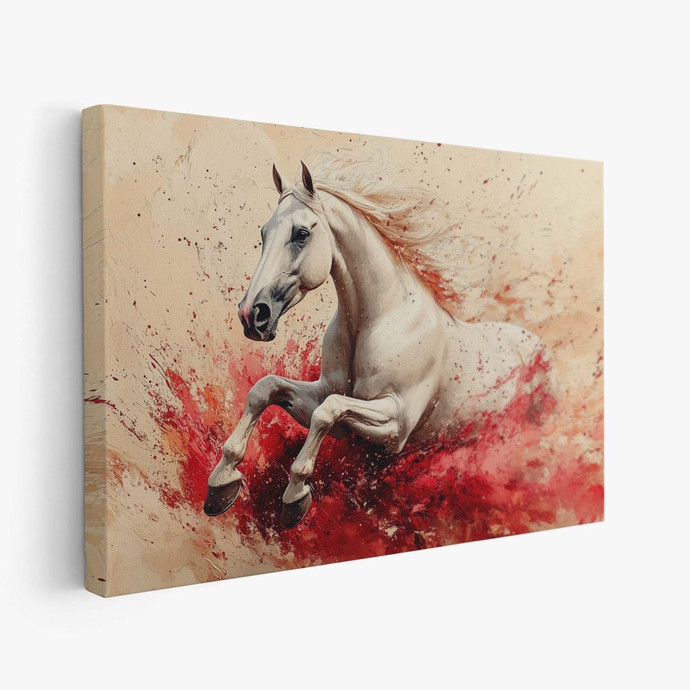 Abstract galopperend wit paard