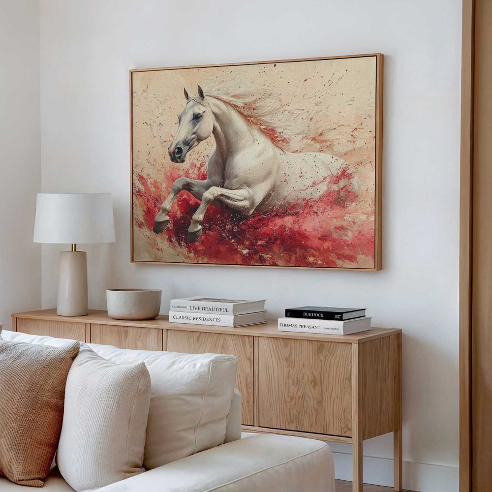 Alternative view of Abstract galopperend wit paard