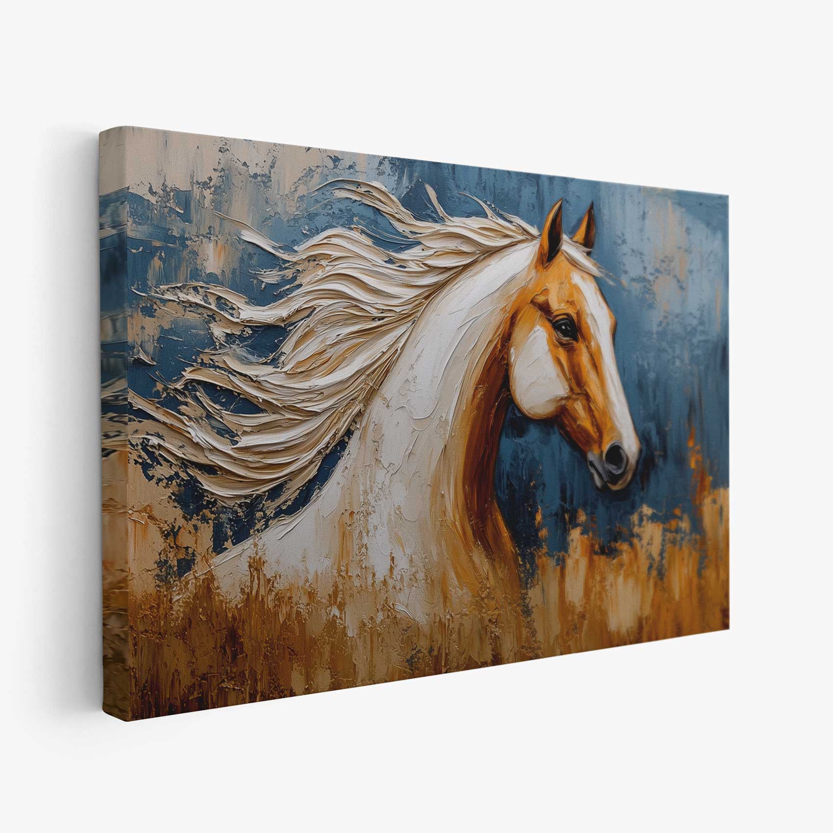 Dynamisch blauw paardportret