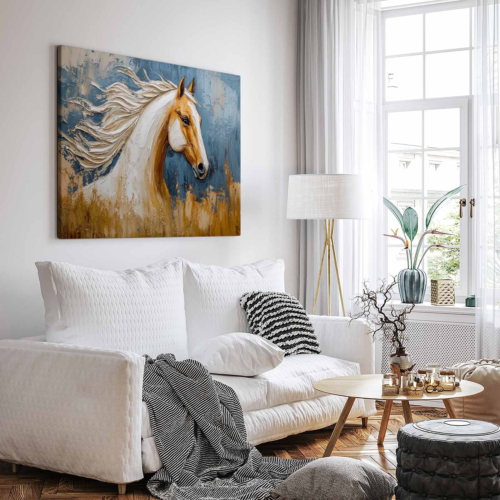 Dynamisch blauw paardportret - Afbeelding 3
