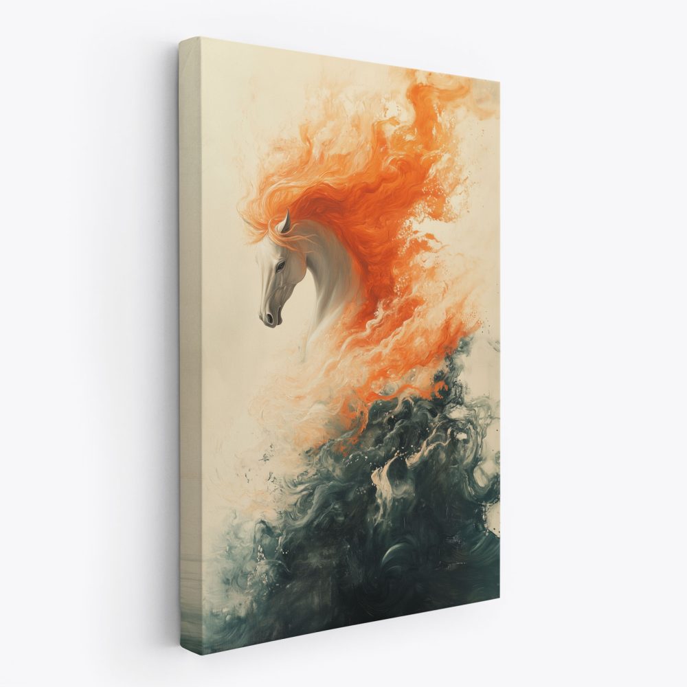 Abstract paard met oranje manen