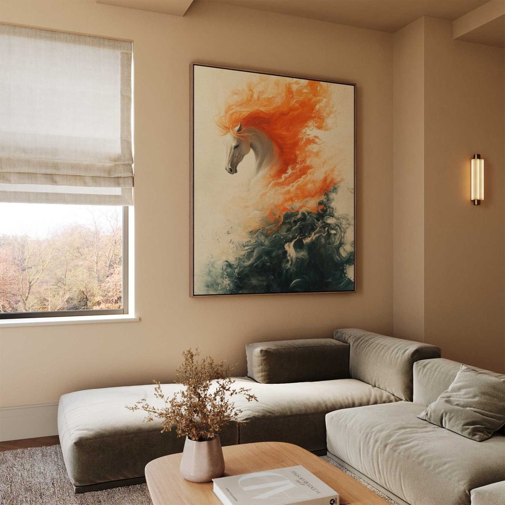 Alternative view of Abstract paard met oranje manen