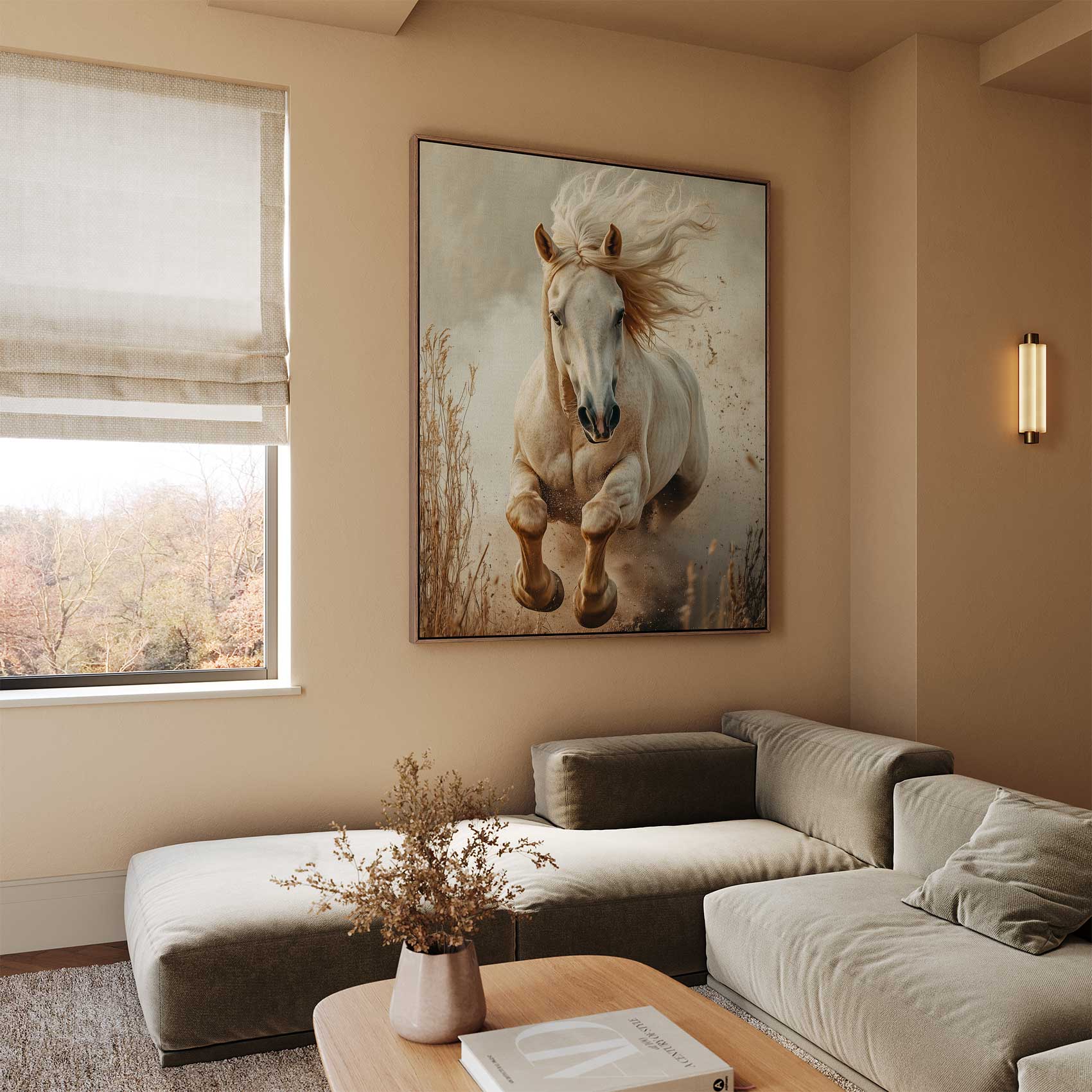 Wilde galopperende witte paard - Afbeelding 2