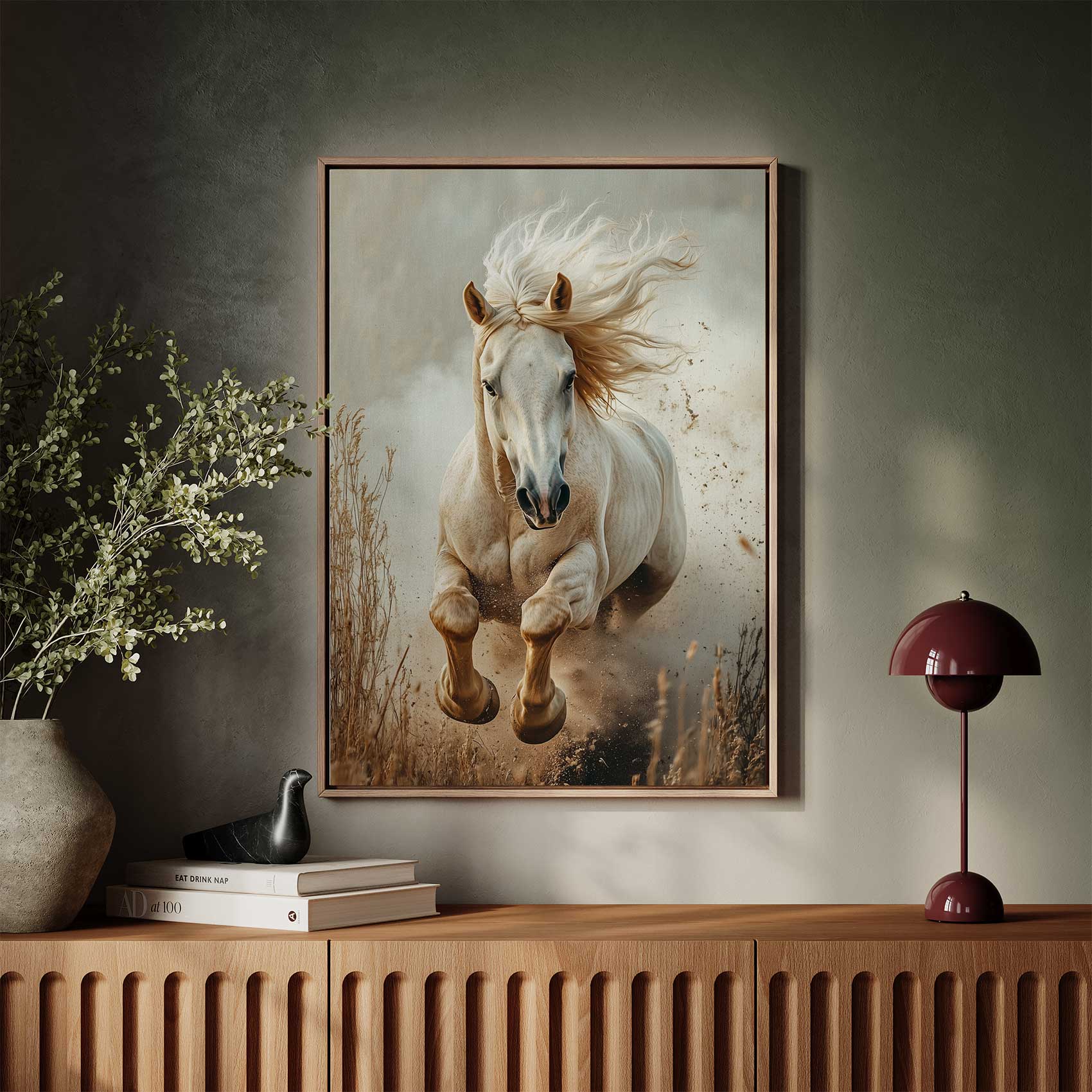 Wilde galopperende witte paard - Afbeelding 3