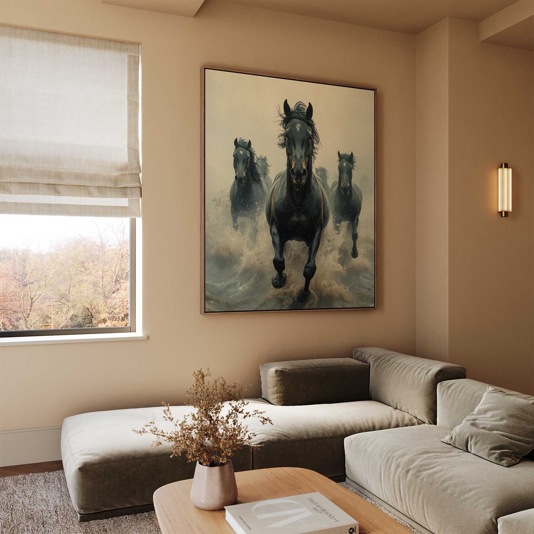 Zwarte paarden in volle galop - Afbeelding 2