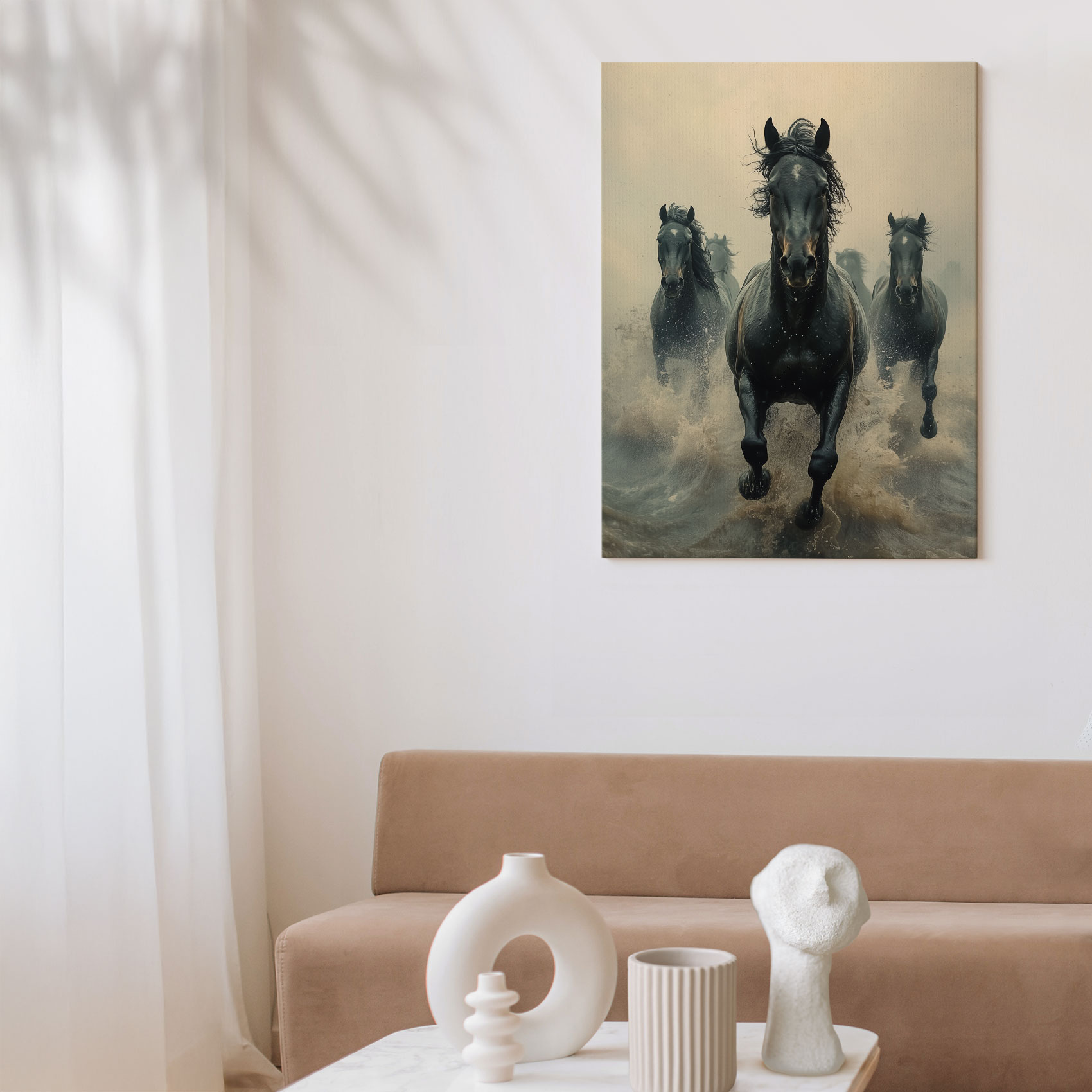 Zwarte paarden in volle galop - Afbeelding 7
