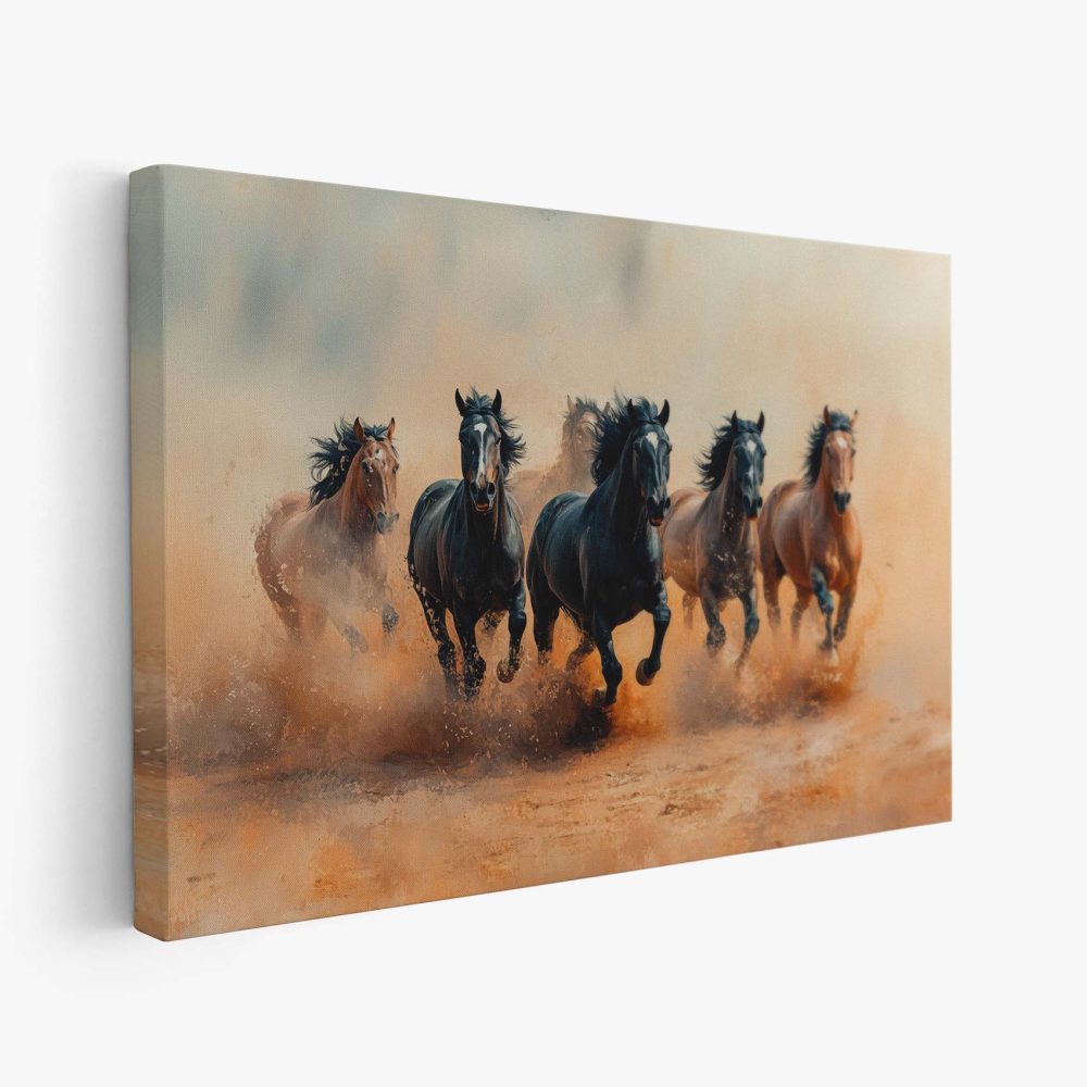 Vrij galopperende woestijnpaarden