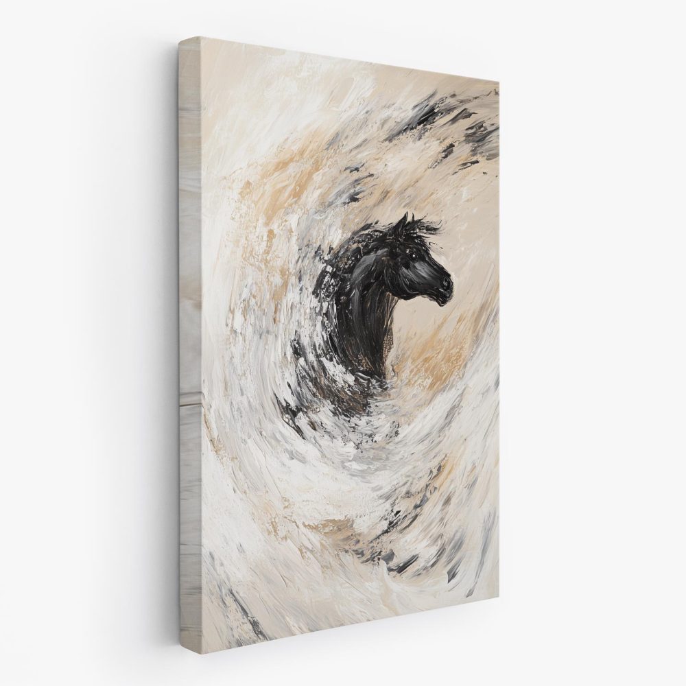 Abstracte rennende zwarte paard