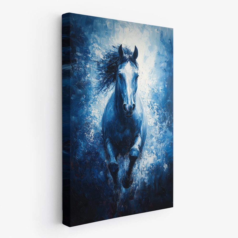 Blauw galopperend paard