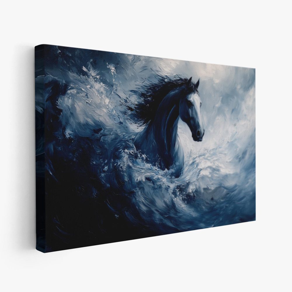 Blauw paard in storm