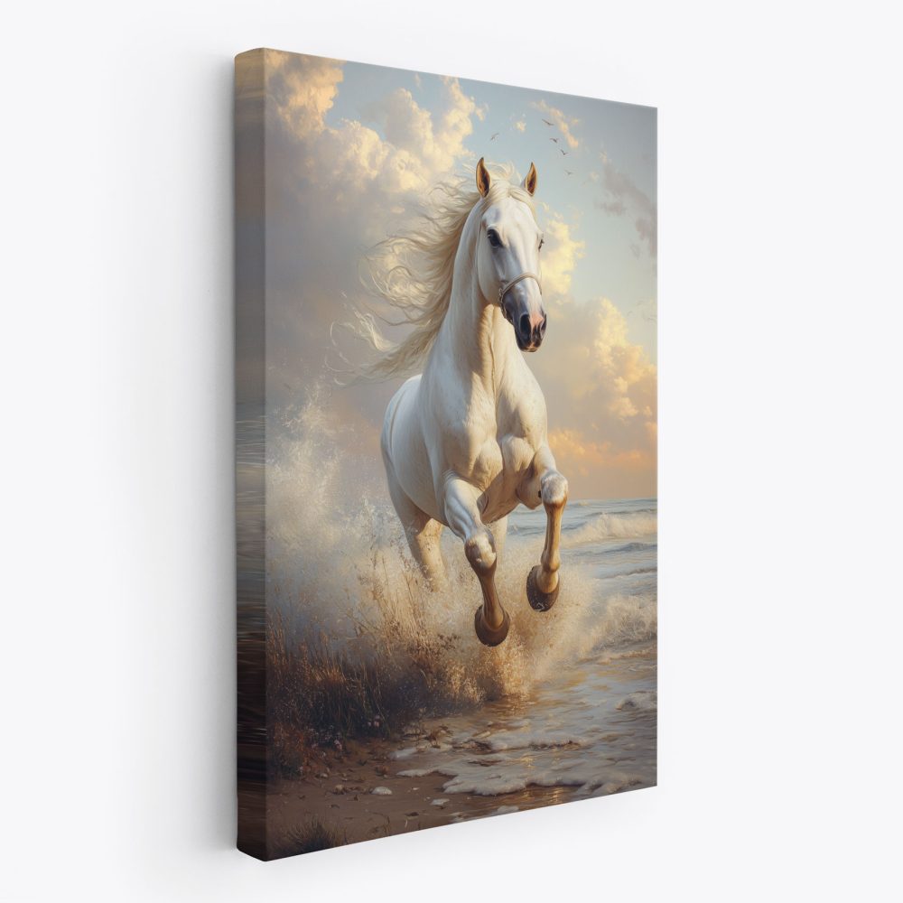 Majestueus wit strandpaard