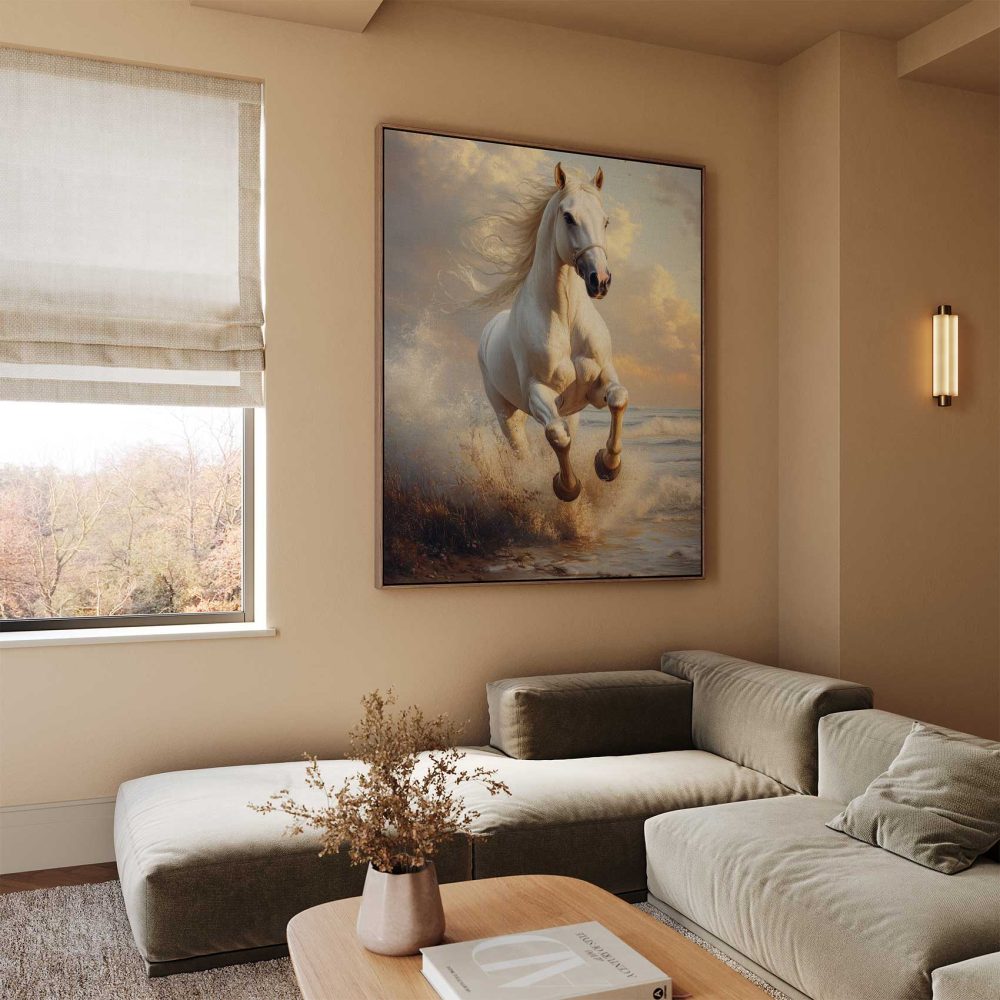 Alternative view of Majestueus wit strandpaard