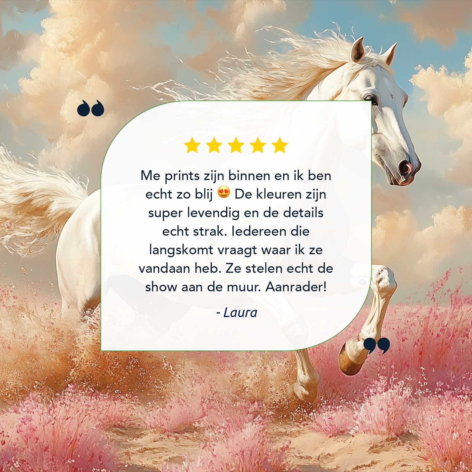 Wit paard in roze bloemen - Afbeelding 9